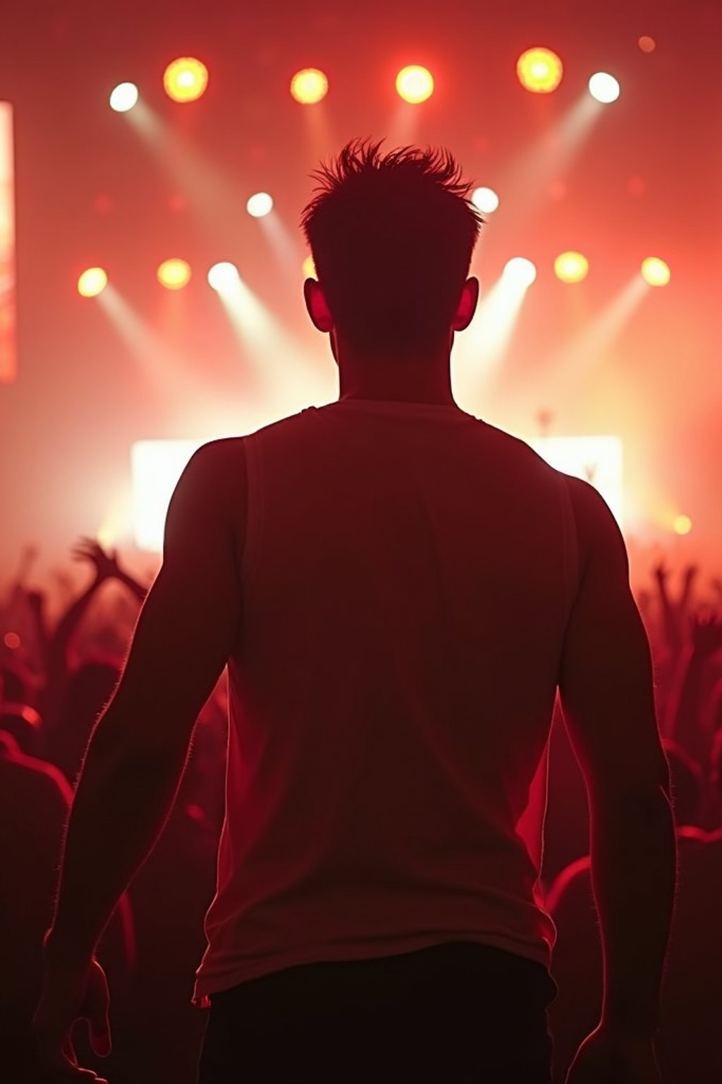 masculine  man enjoying a concert or music festival