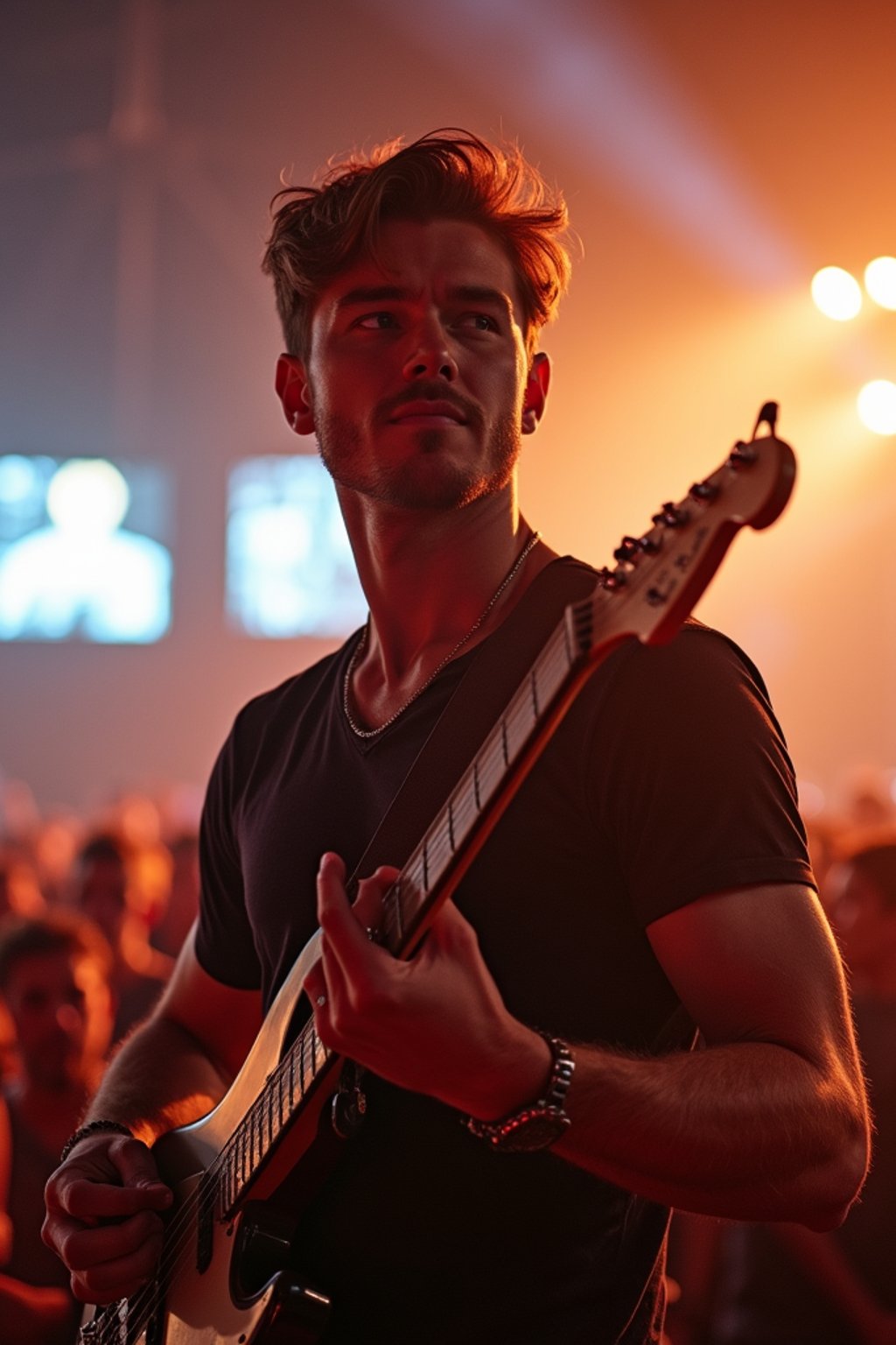 masculine  man enjoying a concert or music festival