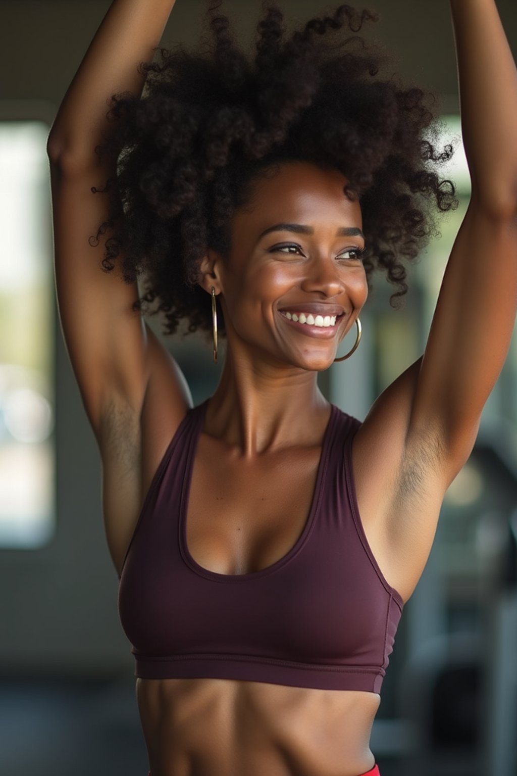 a confident  feminine woman engaging in a fitness routine