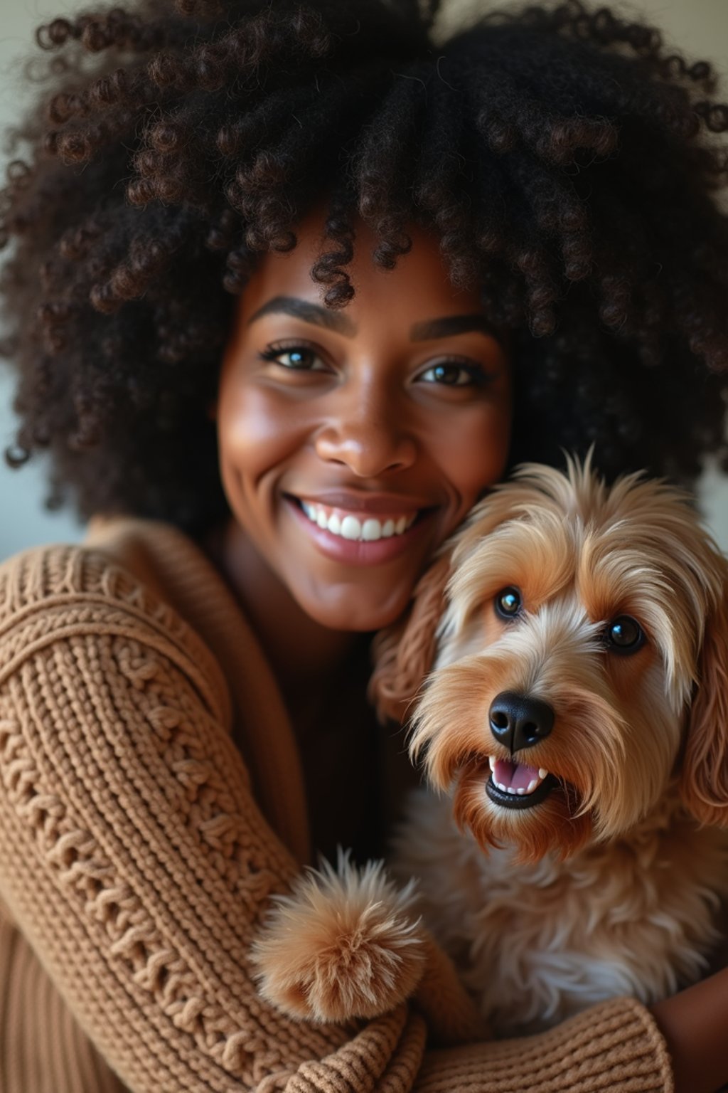 feminine woman posing with a cute pet