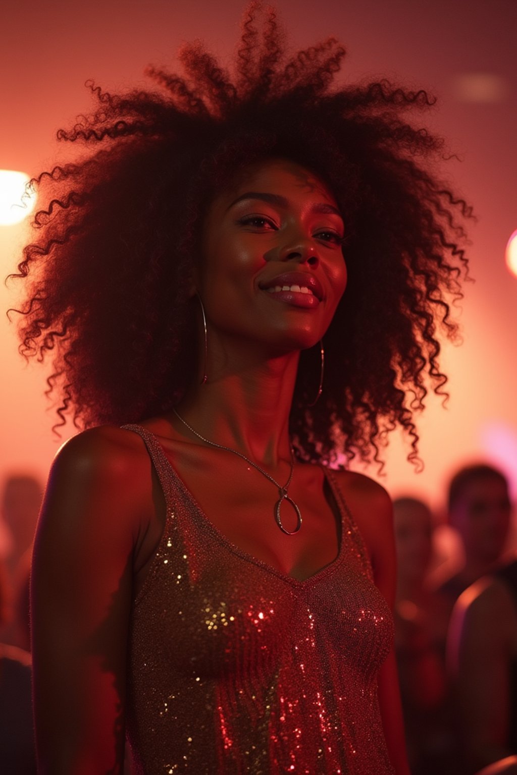 feminine woman enjoying a concert or music festival