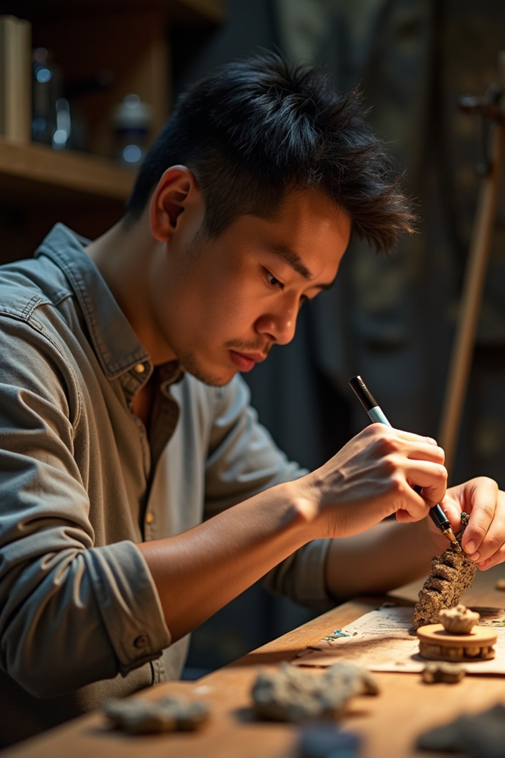 masculine  man engaging in a hobby or craft