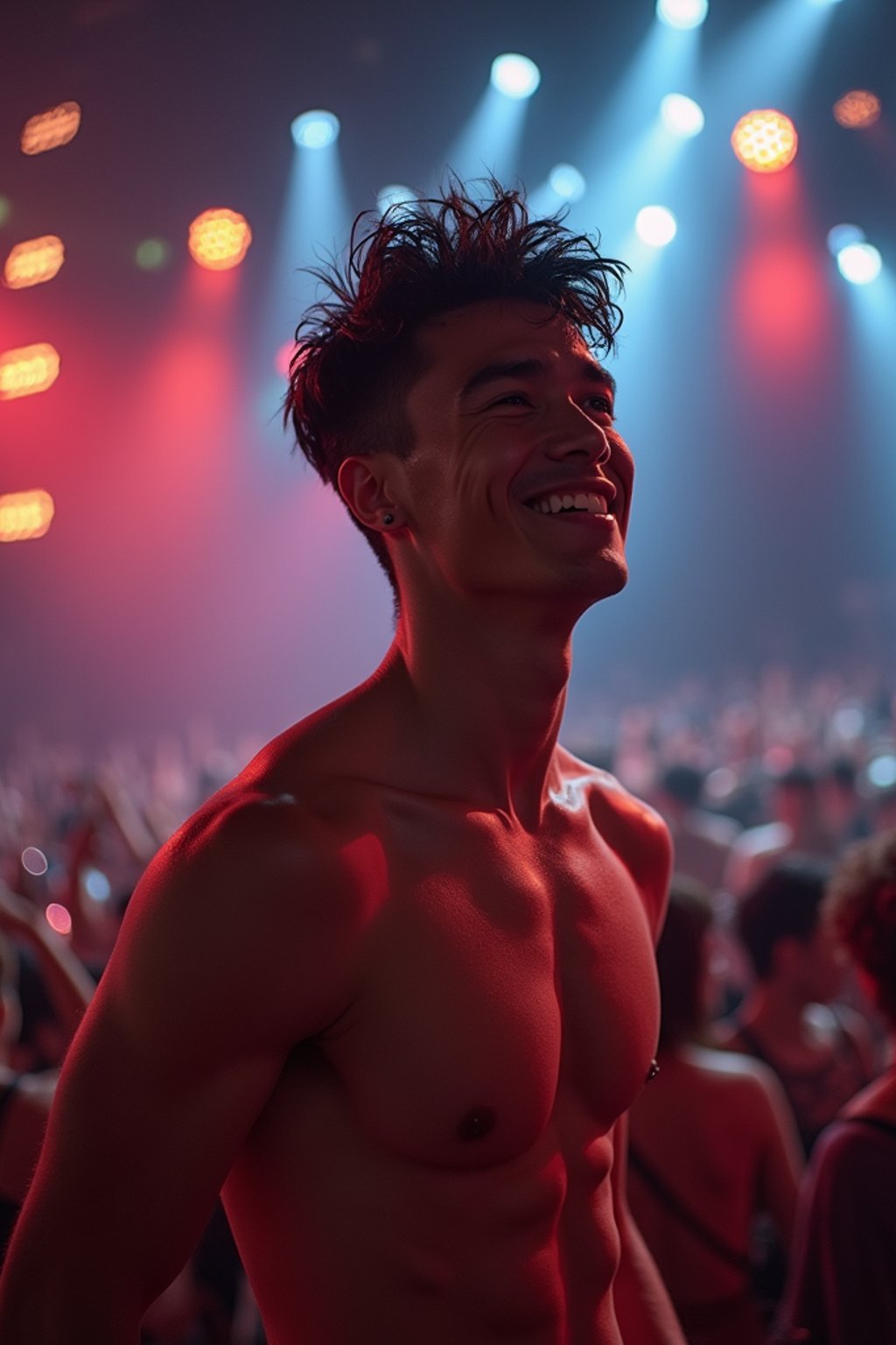 masculine  man enjoying a concert or music festival