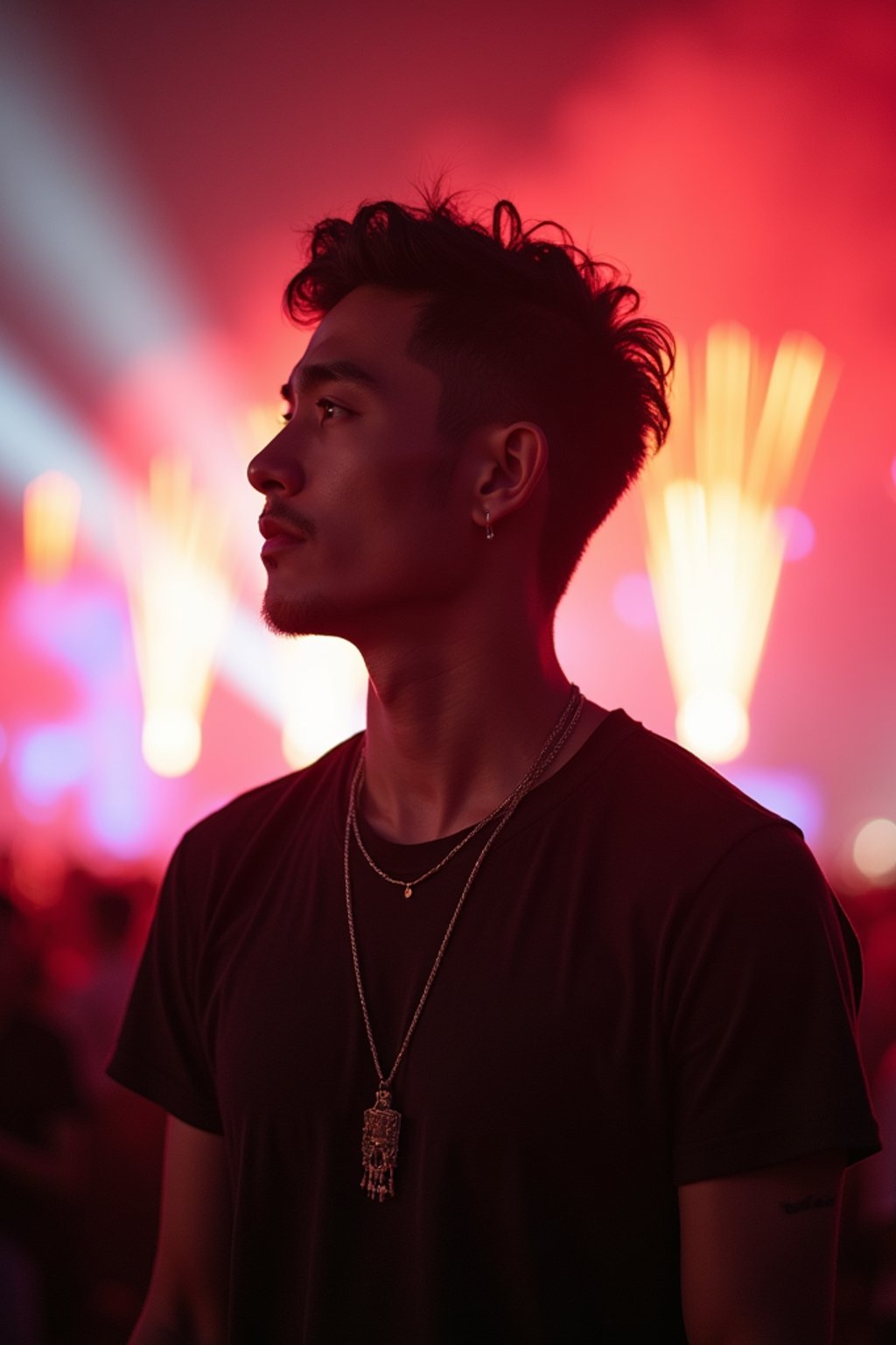 masculine  man enjoying a concert or music festival