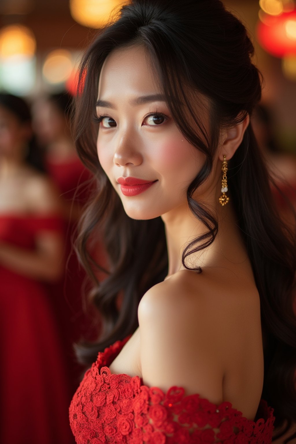 an elegant  feminine woman attending a formal event