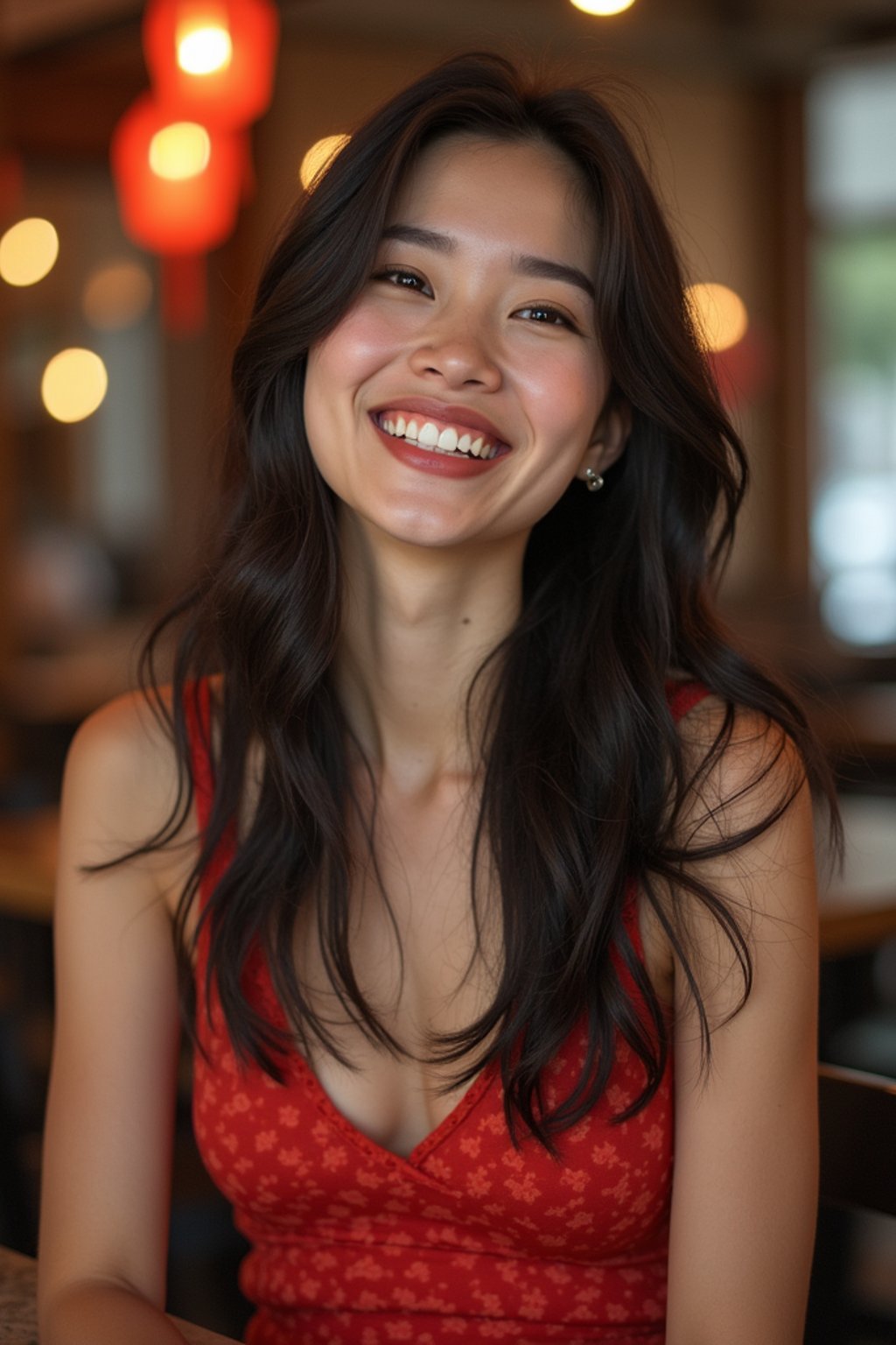 feminine woman laughing and hanging out with friends