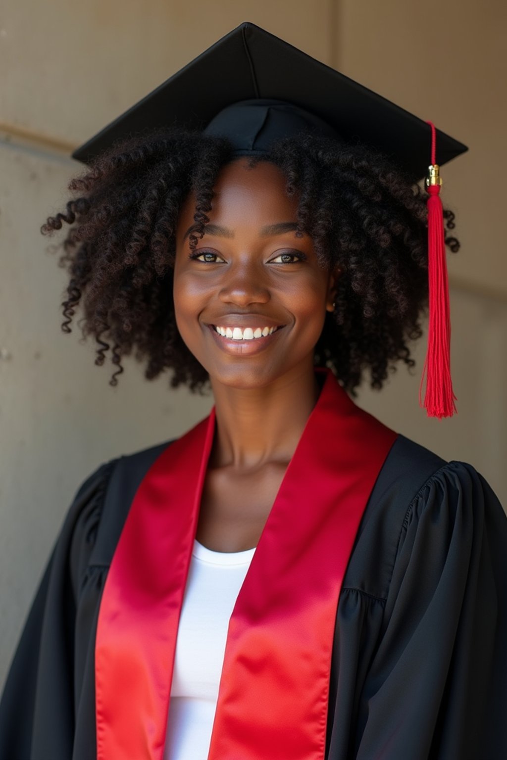 a graduate woman wearing their academic regalia