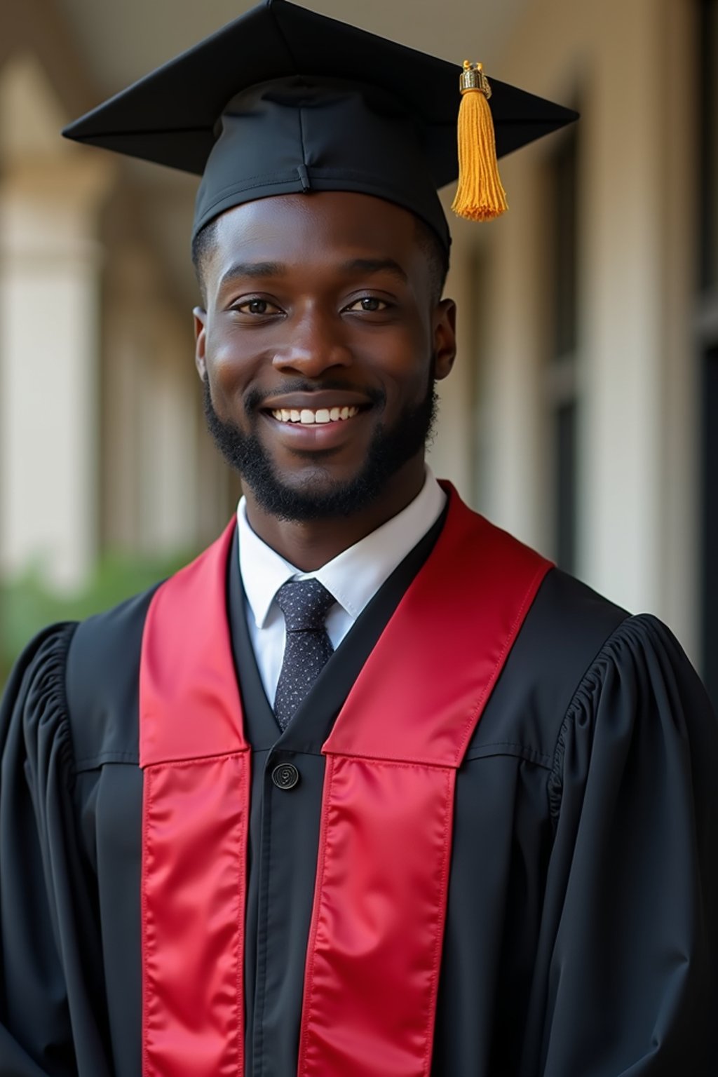 a graduate man in their academic gown