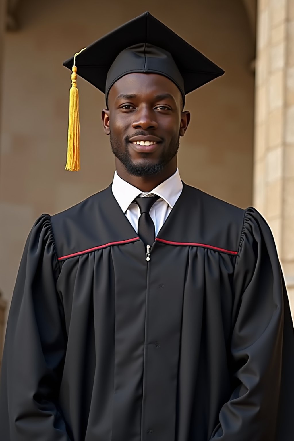 a graduate man in their academic regalia