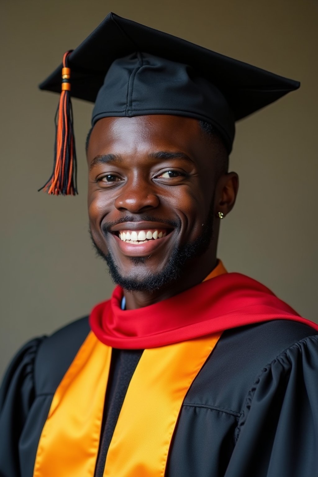 a graduate man in their academic regalia