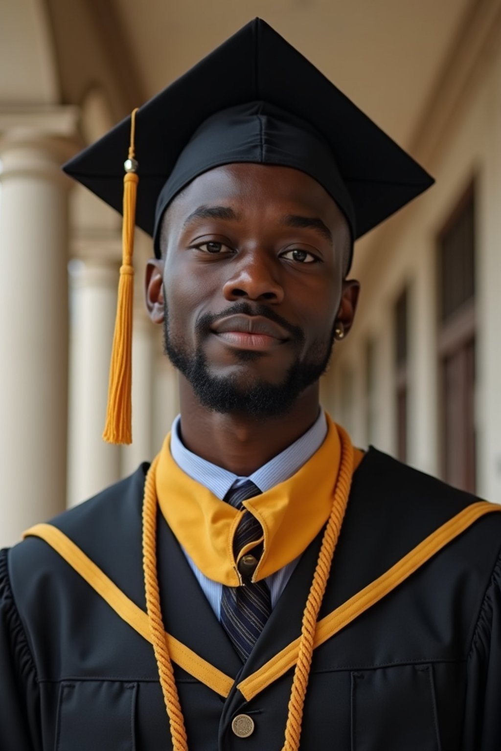 a graduate man wearing their academic regalia