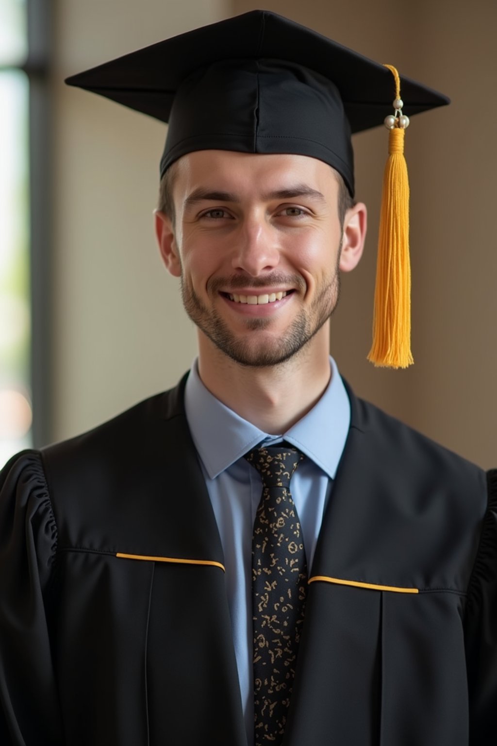 a graduate man in their academic regalia