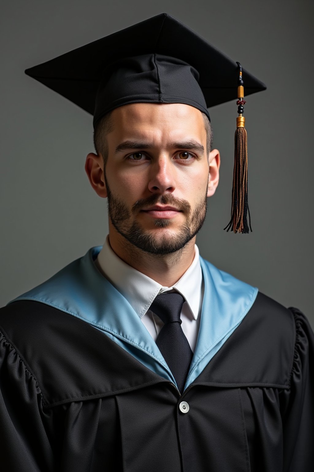 a graduate man in their academic regalia