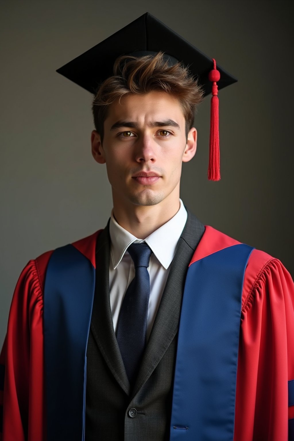 a graduate man in their academic regalia