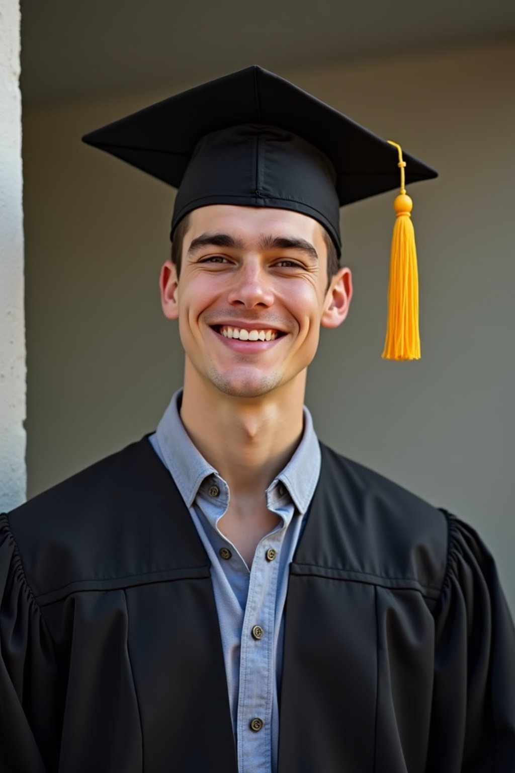 a graduate man in their academic gown