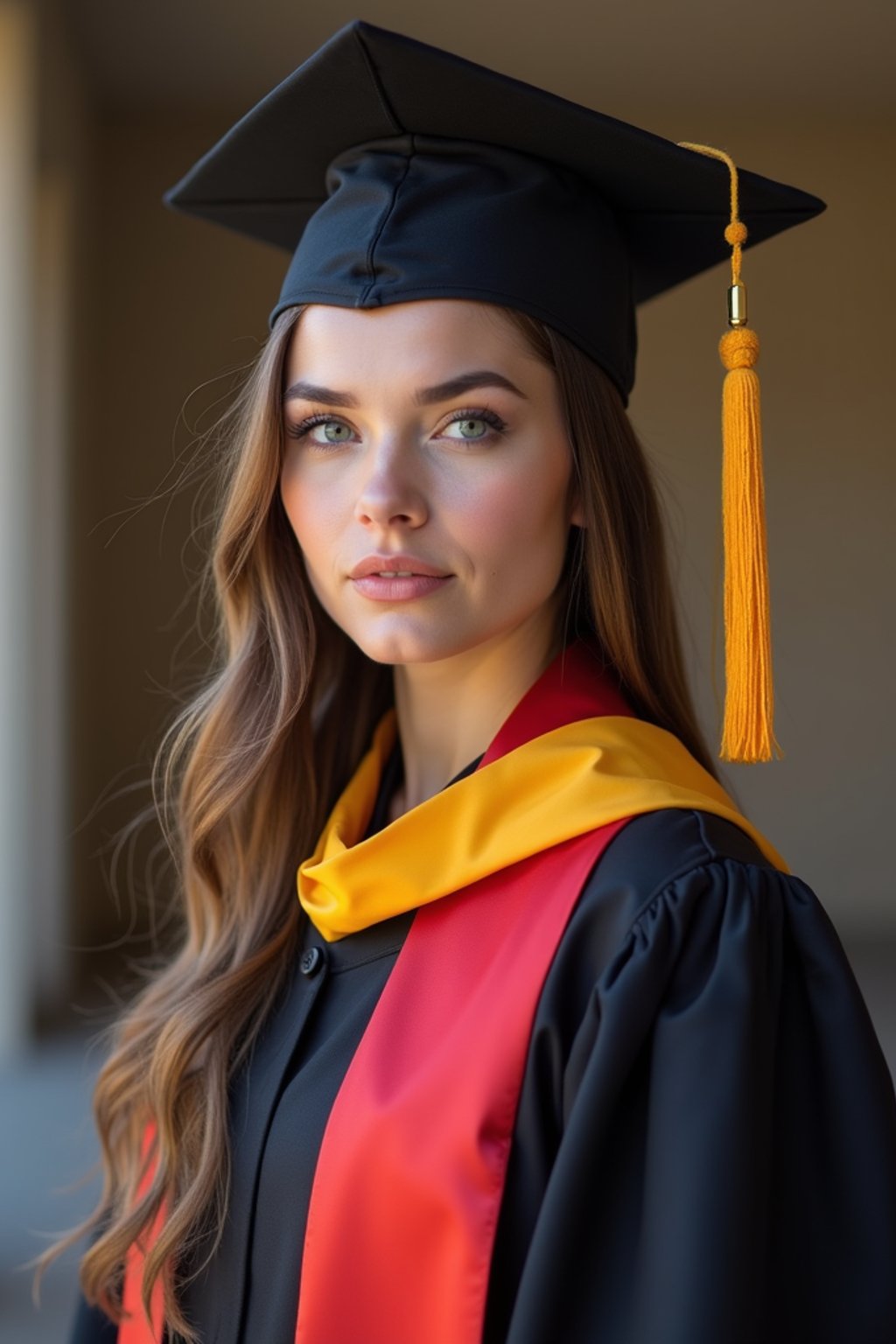 a graduate woman wearing their academic regalia