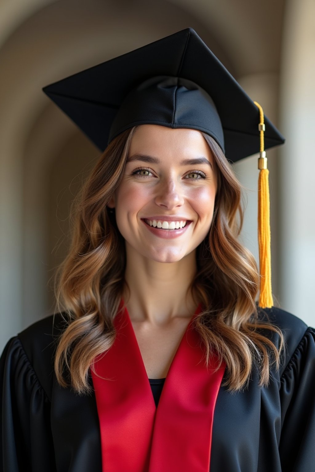 a graduate woman wearing their academic regalia