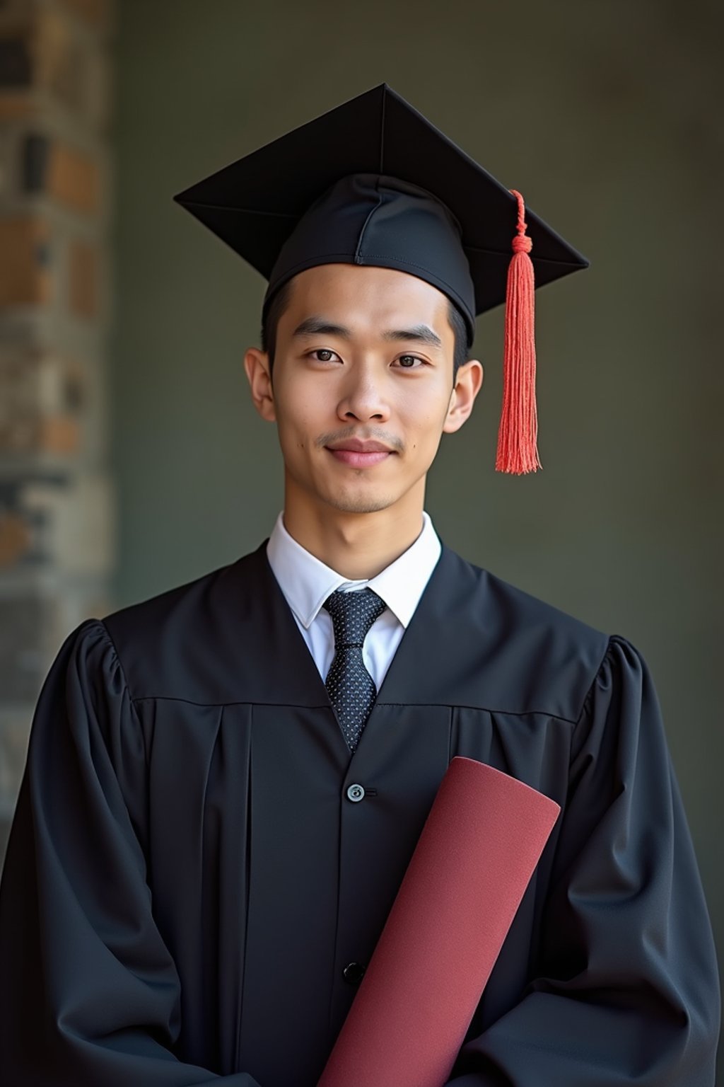 a graduate man in their academic gown