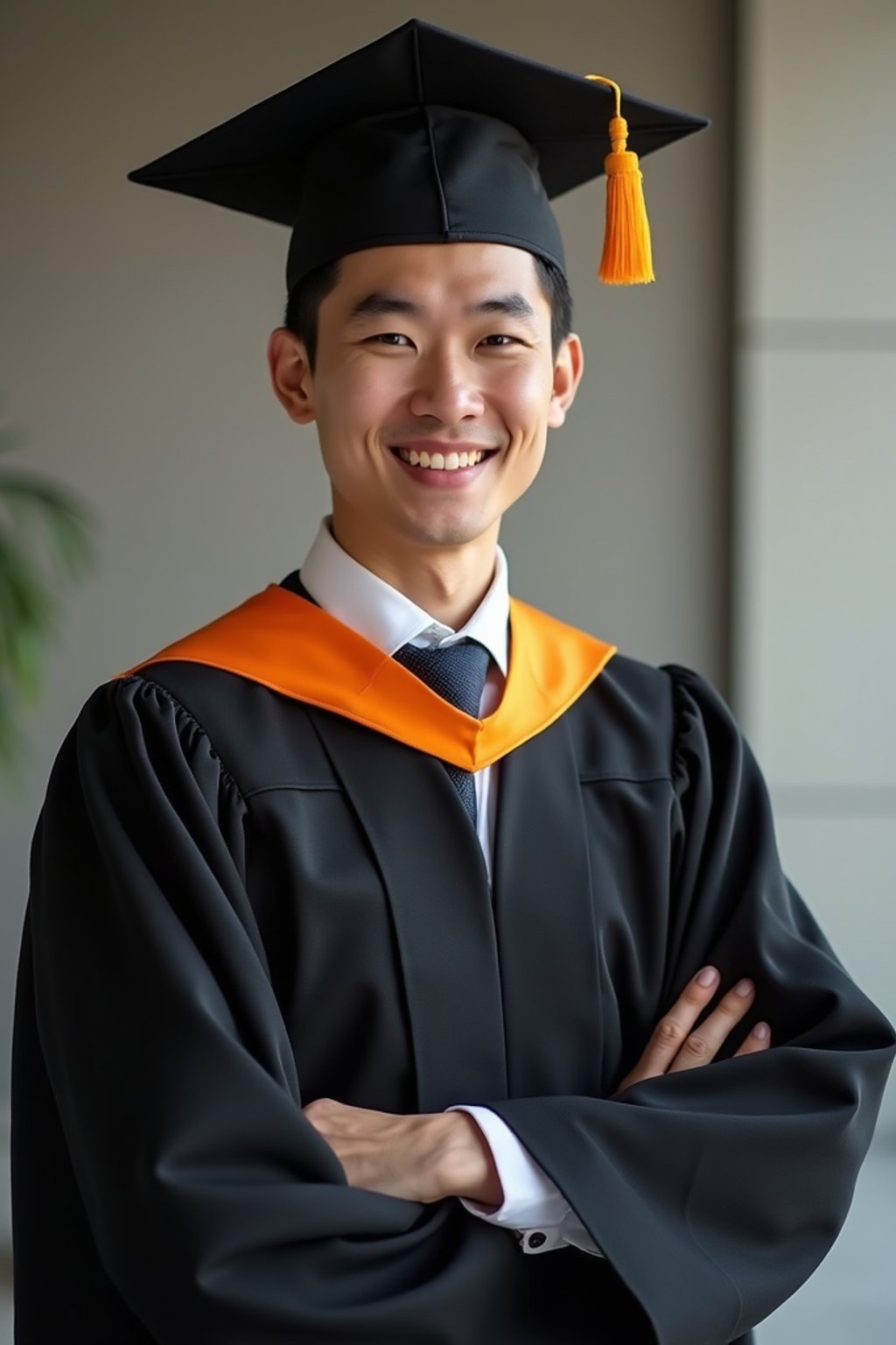 a graduate man in their academic gown