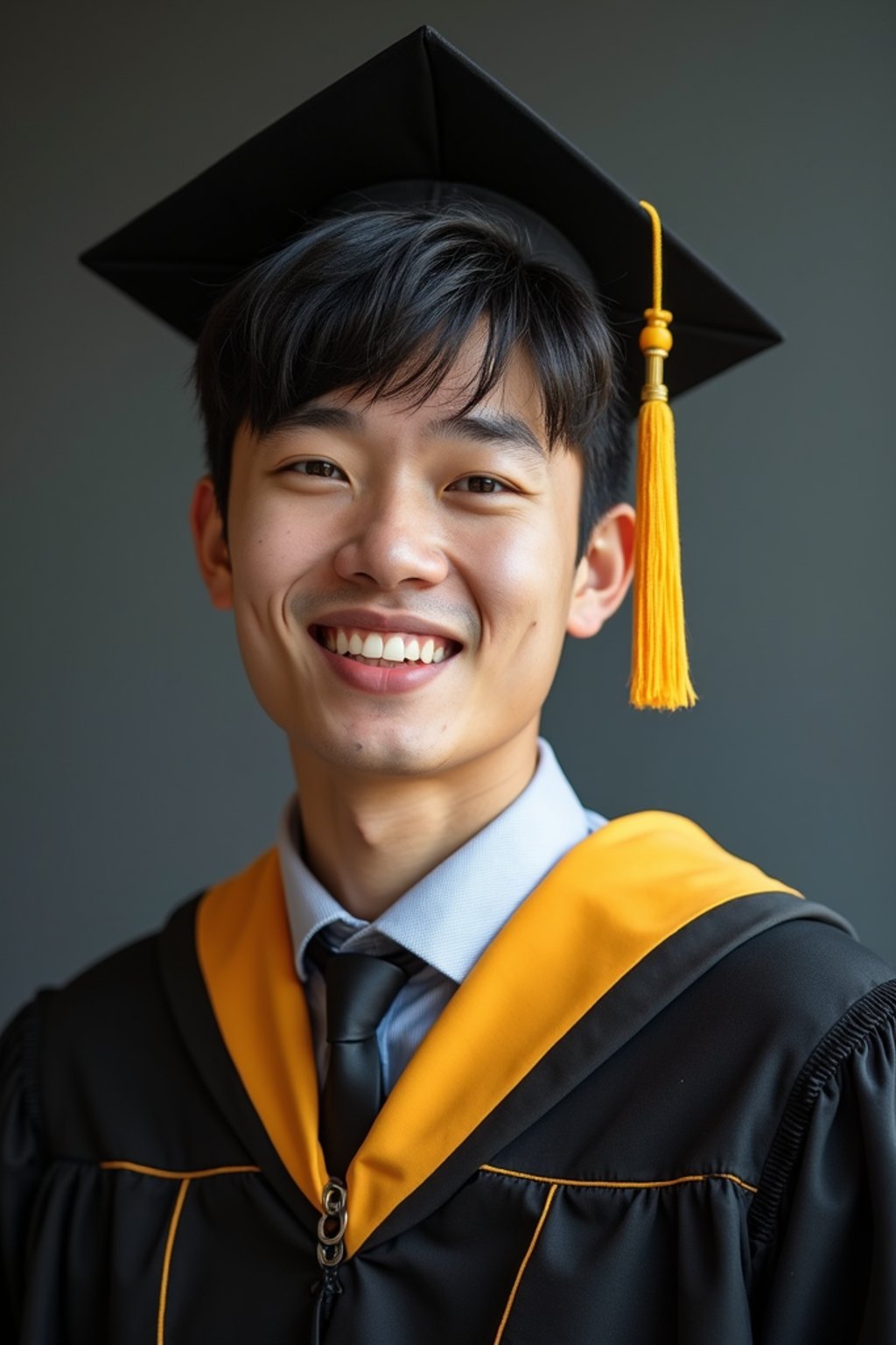 a graduate man in their academic gown