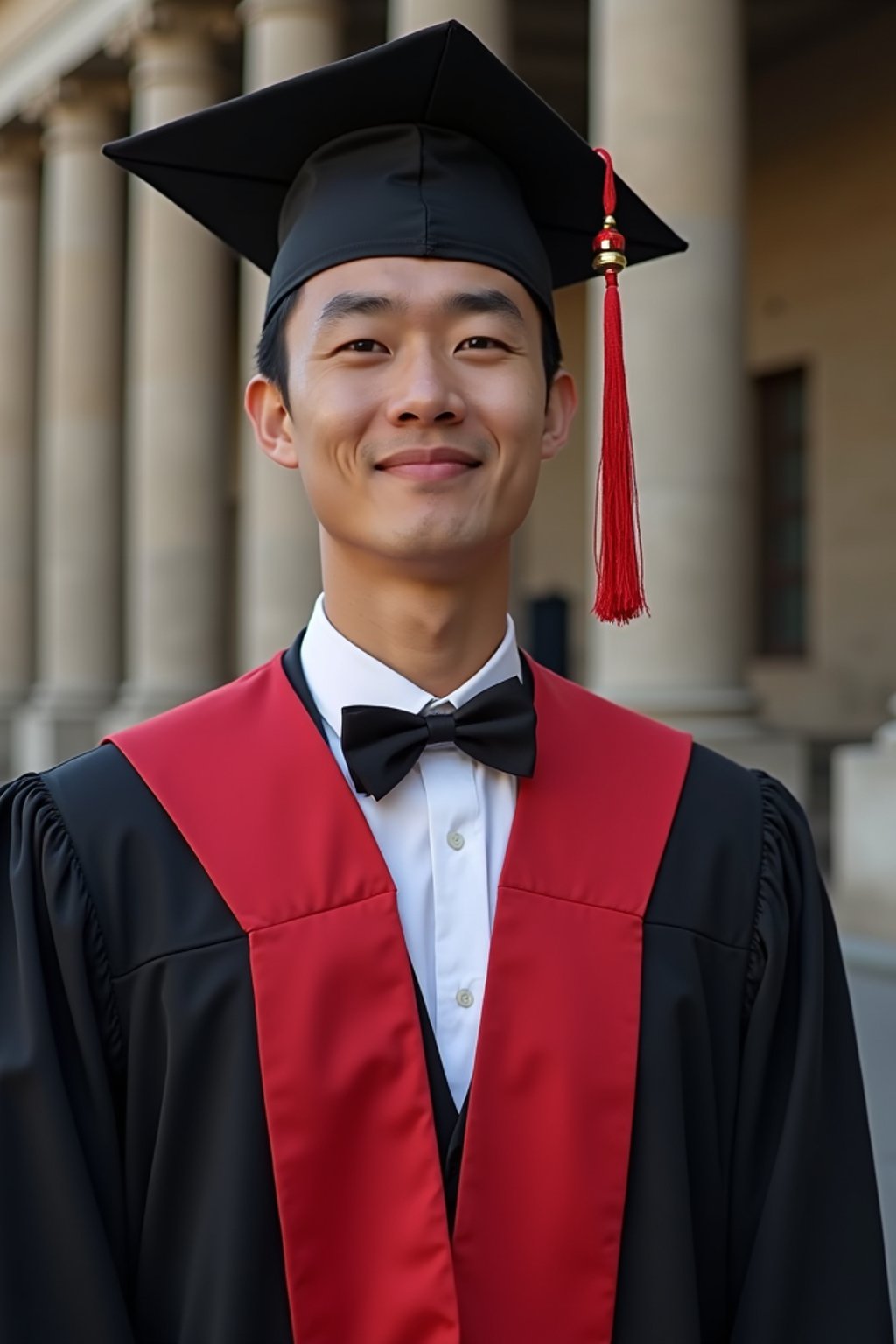 a graduate man in their academic regalia