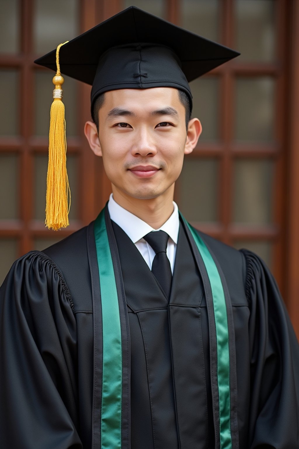 a graduate man in their academic regalia