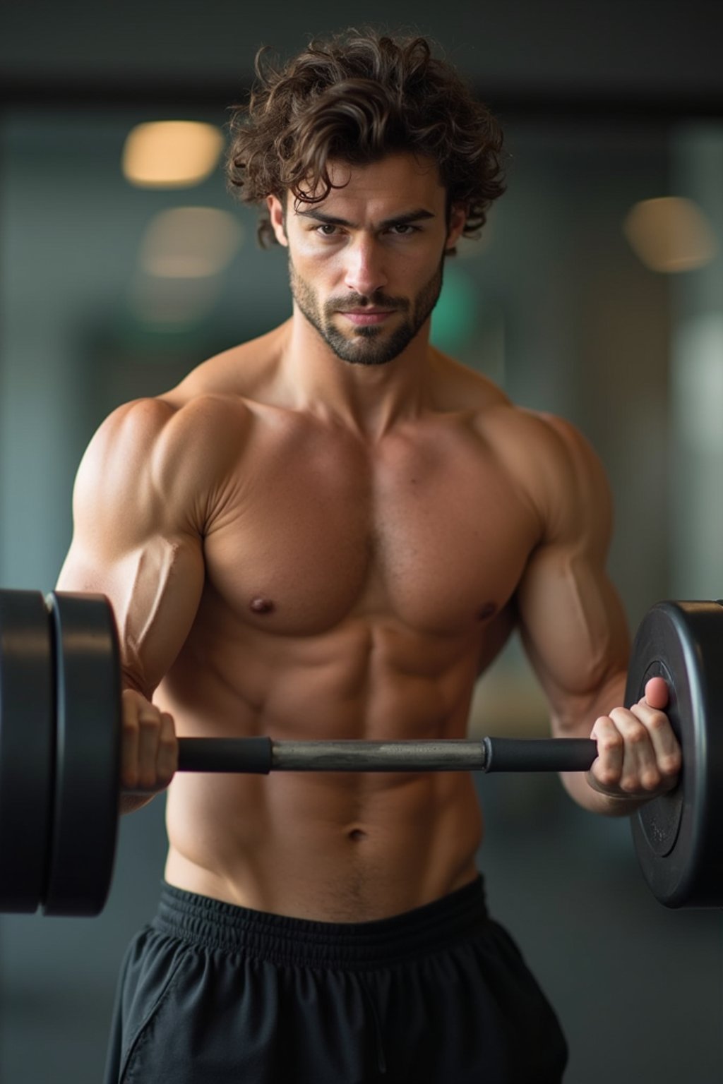 a confident masculine  man engaging in a fitness routine