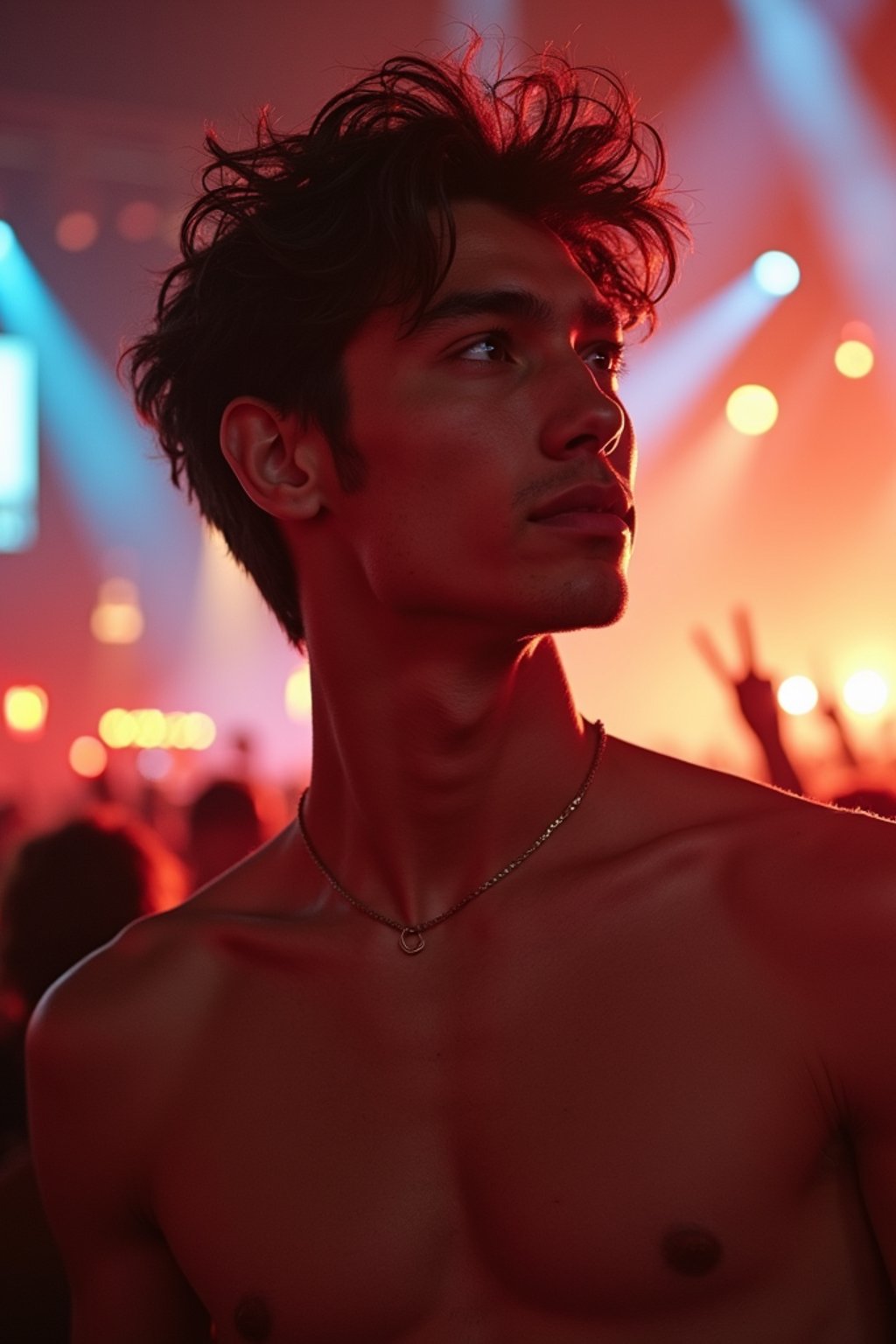 masculine  man enjoying a concert or music festival