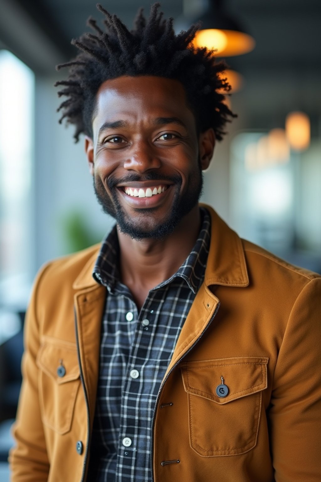 8k professional headshot of man, crisp details, bright modern office, casual tech wear, relaxed confident pose, approachable smile, high-definition, startup vibe, sharp focus, soft lighting, smart casual outfit, contemporary setting