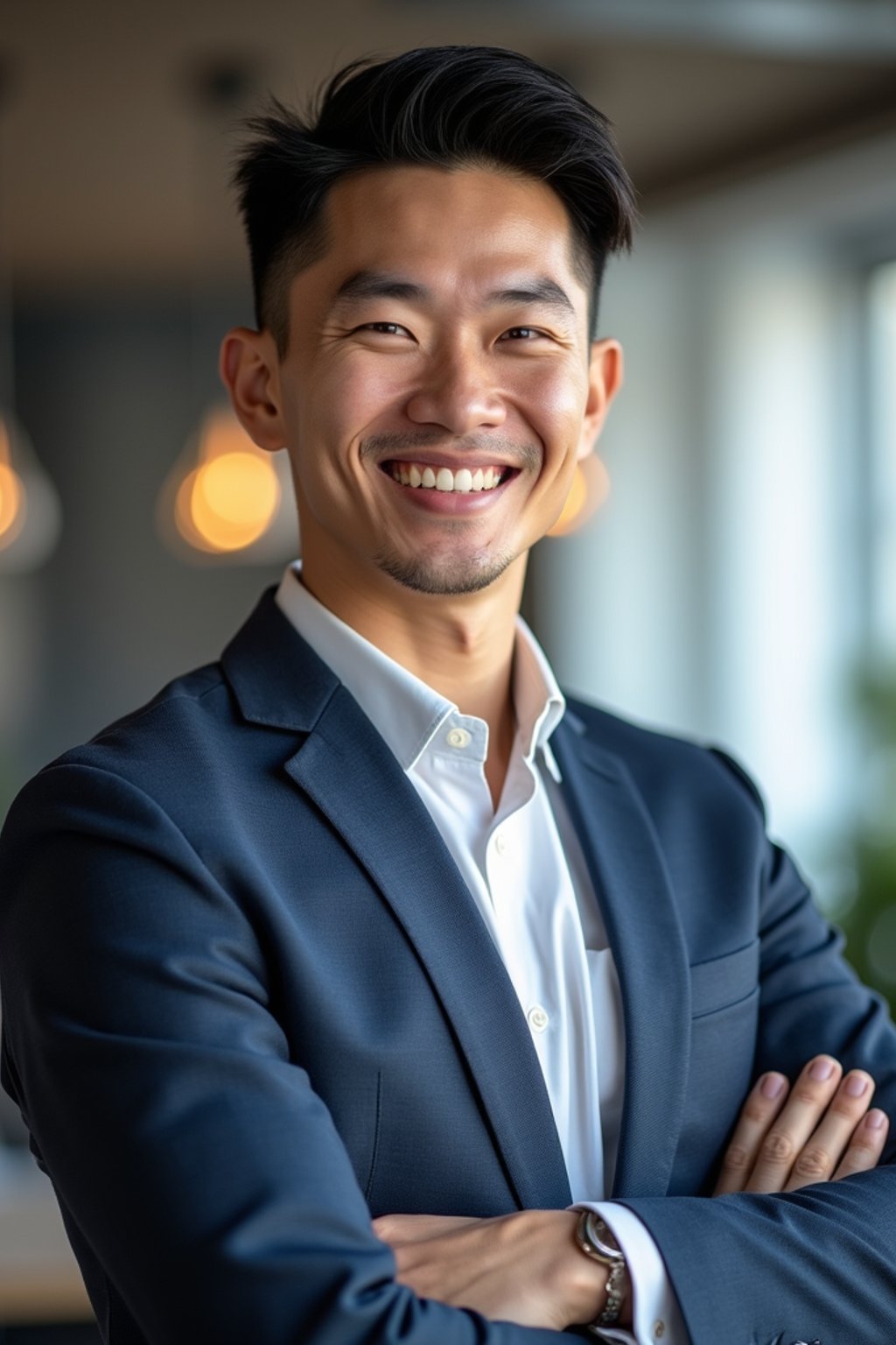 8k professional headshot of man, crisp details, studio backdrop, casual smart attire, confident posture, friendly expression, high-definition, modern startup environment, sharp focus, natural lighting, business casual, open workspace background