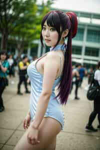  cosplayer woman as cosplay convention, outdoors at expo building
