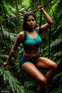 woman zip-lining through a tropical rainforest canopy