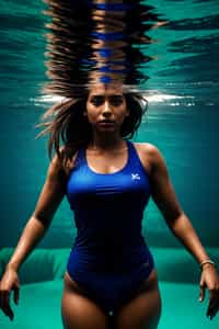 woman in swimsuit  underwater, showcasing athletic ability