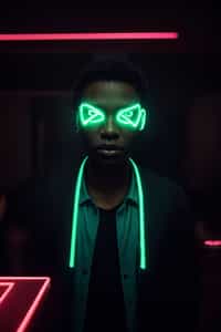 man wearing  smart casual in night club with neon lights