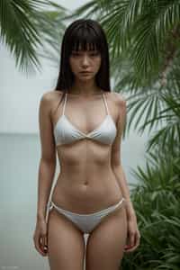 woman wearing skimpy bikini at villa