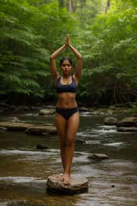 woman practicing yoga in a beautiful natural setting, embodying grace, balance, and the harmony of mind, body, and spirit