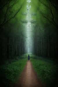 woman in a labyrinth or walking a sacred path, symbolizing the journey of self-discovery and spiritual awakening