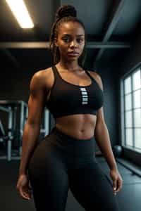 a fit woman as fitness influencer wearing gym outfit in the bodybuilding gym