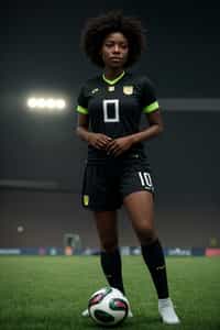 woman as Football Player in the FIFA World Cup playing in a Football Match