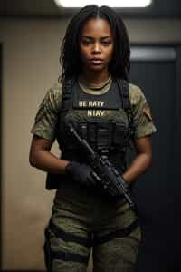woman as a US Navy Seal in firefight. highly detailed
