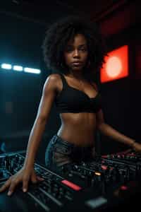 woman as DJ dj-ing in the club