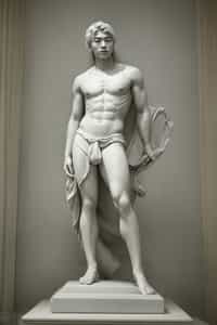 man as White Marble classical Greek Marble Sculpture. white. no colors