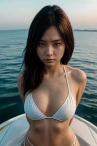 woman  a bikini on a Luxury Yacht boat