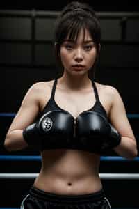 woman as a Boxer wearing Boxing Gloves