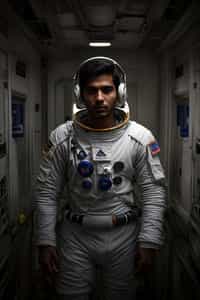 man as NASA Astronaut in space suit