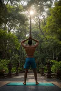 man doing Yoga at a Yoga Retreat in Bali