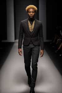 face of man fashion man in fashion show clothes, official balmain editorial
