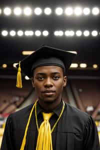 happy  man in Graduation Ceremony wearing a square black Graduation Cap with yellow tassel at college