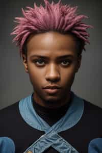 man as a progressive LGBTQ activist with pink or blue hair
