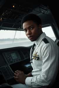 man as a Airline Pilot inside the Cockpit with white shirt Pilot Uniform
